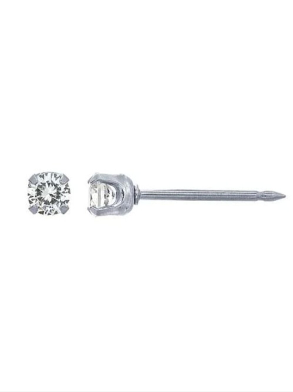 Inverness 14 Karat White Gold 3mm Cubic Zirconia Stud Earrings NIB